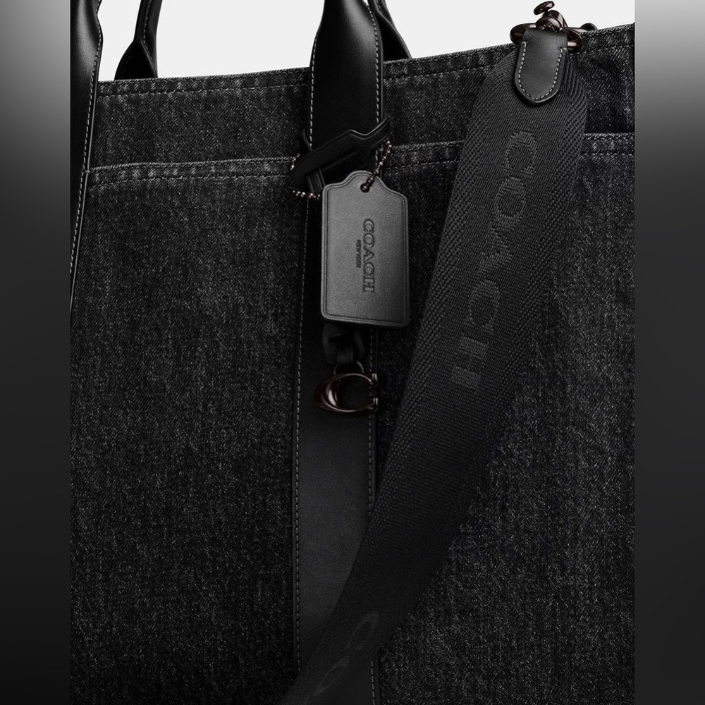 Coach Wesley Tote In Denim - Washed Black - Picture 6 of 13